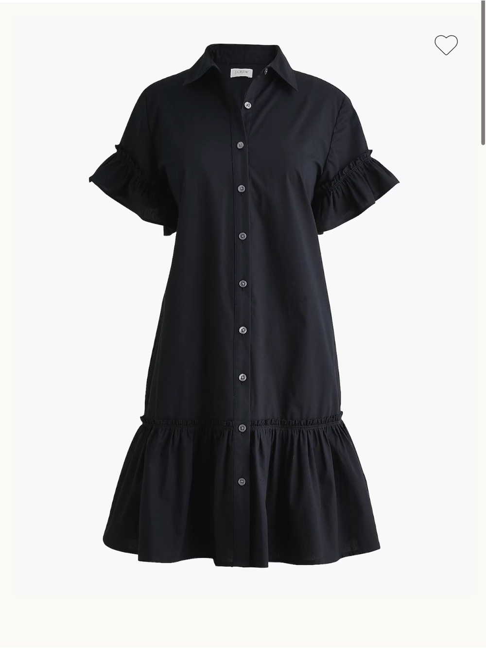 J.Crew Black Button-Front Ruffle Sleeve Dress - Size Small